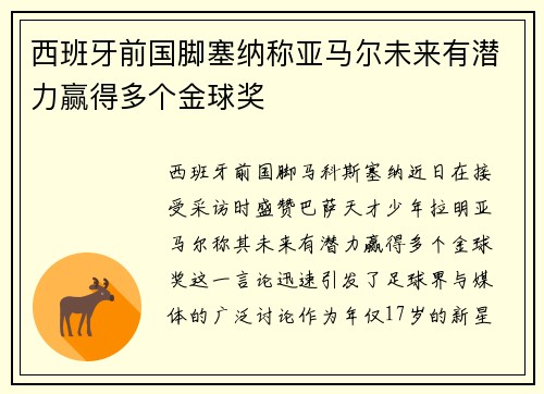 西班牙前国脚塞纳称亚马尔未来有潜力赢得多个金球奖